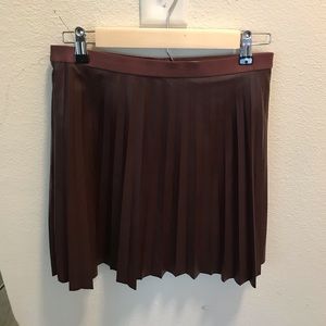 Faux Leather Pleated Skirt